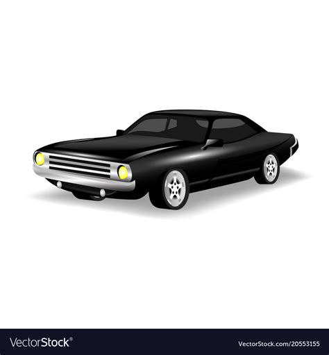 Retro Car Black Color White Background Imag Vector Image