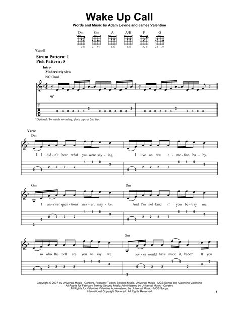 Waking up in the morning is an adjustment process that's the same for every single basic training class. Wake Up Call by Maroon 5 - Easy Guitar Tab - Guitar Instructor