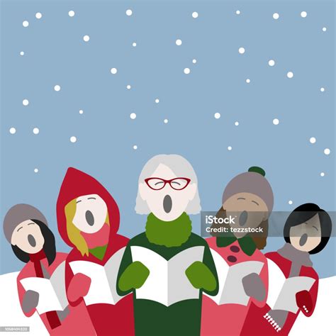 Female Christmas Carol Singers Stock Illustration Download Image Now