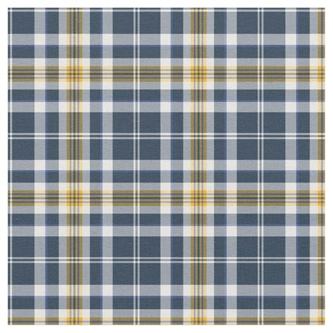 Navy Blue And Yellow Gold Sporty Plaid Fabric Plaid Fabric Blue And