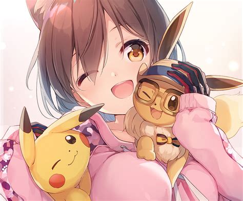 Animal Ears Brown Eyes Brown Hair Catgirl Close Cropped Crossover Eevee