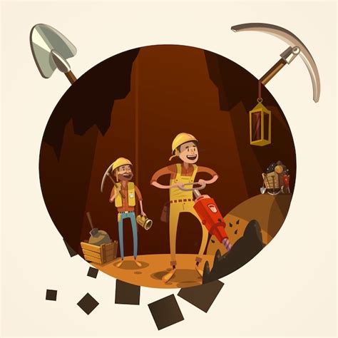 Mining Cartoon Illustration Free Vector