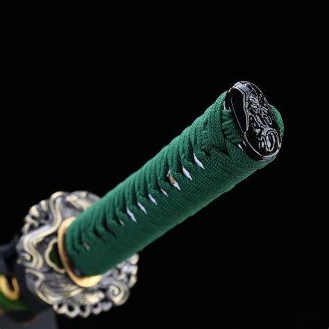 Green Katana Handmade Japanese Sword 1045 Carbon Steel With Bronze