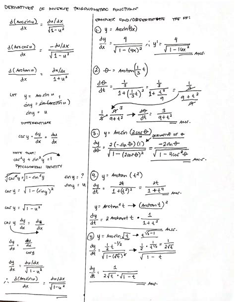 Solution Derivatives Of Inverse Trigonometric Functions Lecture