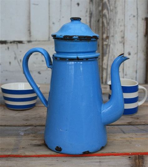 Blue French Enamel Coffee Pot French Enamel Coffee Pot French Coffee