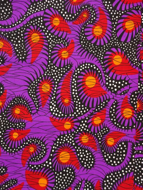 Orange And Purple African Print Fabric African Fabric By The Yard Wax