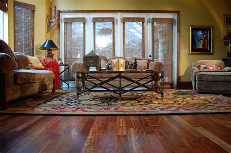 Find inspirational living room decorating ideas here. Caribbean Rosewood hardwood floor - Tropical - Living Room ...