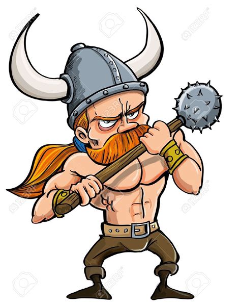 Ilustración De Dibujos Animados De Un Guerrero Pelirrojo Feroz Vikingo