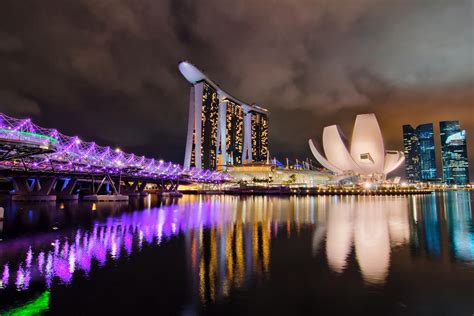 Fonds Decran Singapour Ponts Côte Nuit Villes Télécharger Photo