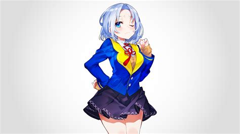 Miru Tights Anime Girls Anime Schoolgirl School Uniform Looking At