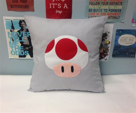 Toad Grey Super Mario Bros Retro Cushion Pillow Cover Felt Etsy