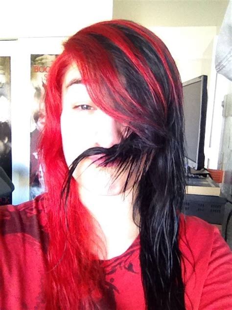 Half Red Half Black Hair On Tumblr