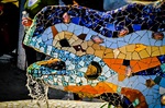 Barcelona Park Güell - Gaudí's mosaic dragon fountain - a photo on ...
