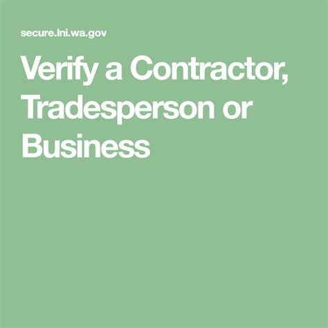 Verify A Contractor Tradesperson Or Business Contractors Business
