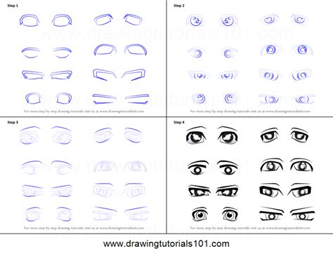 How To Draw Anime Eyes Male Printable Step By Step