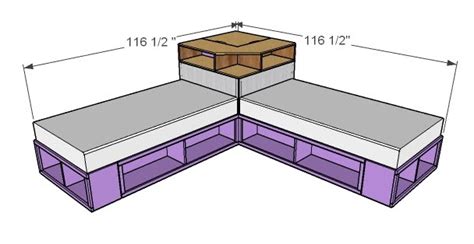 If you have a 9ft (274cm) ceiling which is also open to attic space then you can just about fit 4 bunks in one on top of the or you can pull both sets of bunks away from the corner in the room to free up some space that's great as bedside storage and/or can be used as a. Corner Hutch Plans for the Twin Storage Beds | Ana White