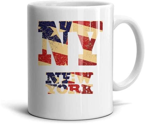 Fsvda Tea Mugs 11oz I Love New York Flag Cute Drinks Cup Home And Kitchen