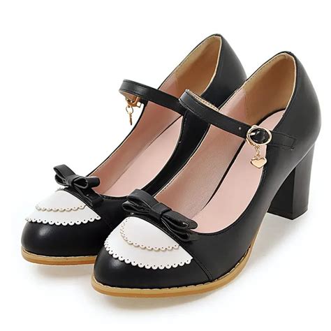 Agodor Mary Jane Shoes For Women Block Heels Pumps Buckle Strap Round