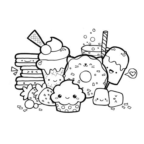 Features simple and intuitive interface! Kawaii Food Doodle FREE Printable Coloring Page | Cute ...