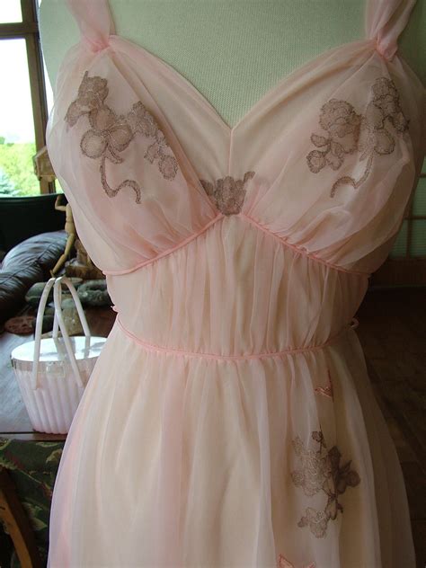 1950s Pin Up Girl Pink Lingerie Gown Evening Gown By Verytreschic
