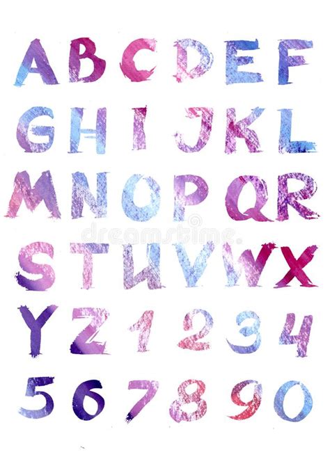 Hand Drawn Colorful Watercolor Multicolor Font Type Handwritten