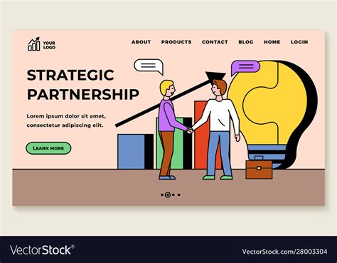 Strategic Partnership Handshake Partners Web Vector Image