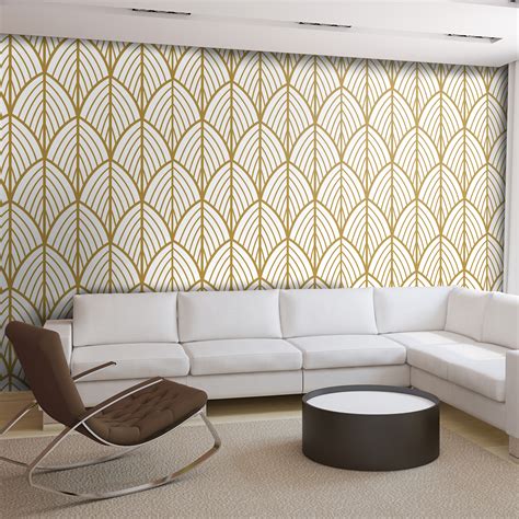 Art Deco Leaves Removable Wallpaper