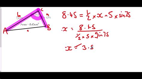 Area Of A Triangle Sine Method Mr Morley Maths Youtube