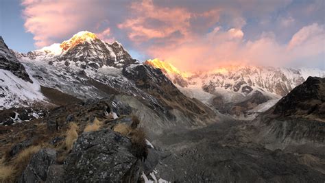 Himalayas Turning It On For Sunrise Annapurna Mountain Range Nepal