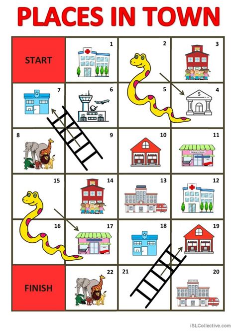 Places In Town Board Game Vocabula English Esl Worksheets Pdf And Doc