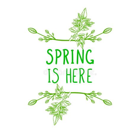 Vector Hand Drawn Spring Is Here Sign Banner Design Card Template