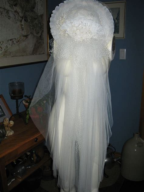 Vintage Bridal Ivory Wedding Hat Veil Victorian Style Lace Etsy