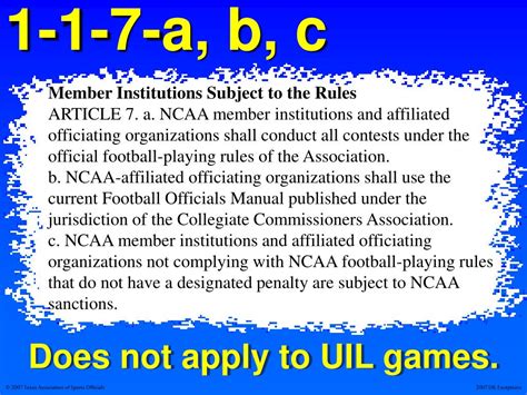 Ppt 2007 Uil Exceptions To Ncaa Football Rules Powerpoint