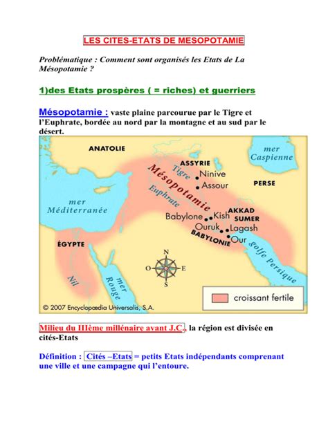 Les Cites Etats De Mesopotamie