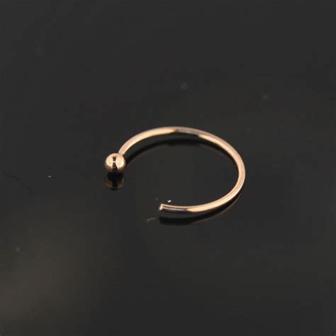 9ct Rose Gold Nose Hoop Open Nose Hoop With Ball End Thin Etsy Uk