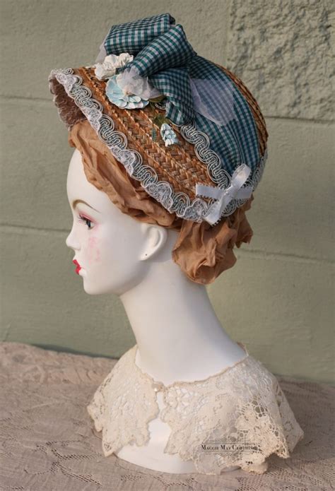 1880s Era Straw Bonnet Maggie May Clothing Fine Historical Fashion