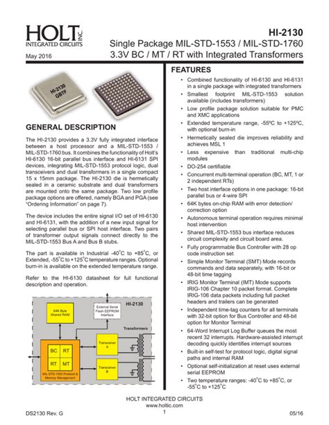 Hi 2130 Rev G Holt Integrated Circuits