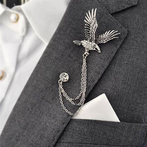 Fashion Mens Flying Eagle Brooch Vintage Party Formal Suits Lapel Pins Brooch Men Classic Male