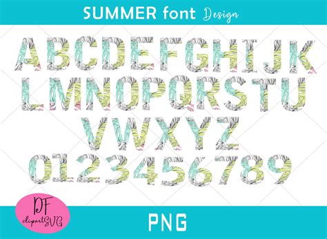 Summer Font Summer Alphabet Font Png Alphabet Png Number Etsy