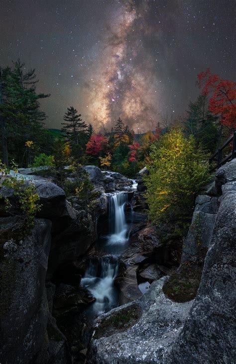 The Milky Way Setting Behind A Western Maine Waterfall Oc 1000x1500