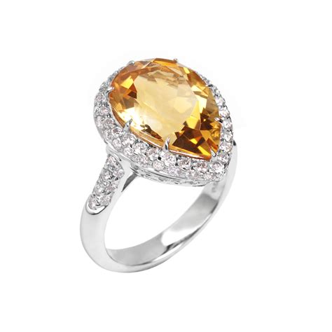Ct White Gold Diamond Citrine Ring John Start Jewellery