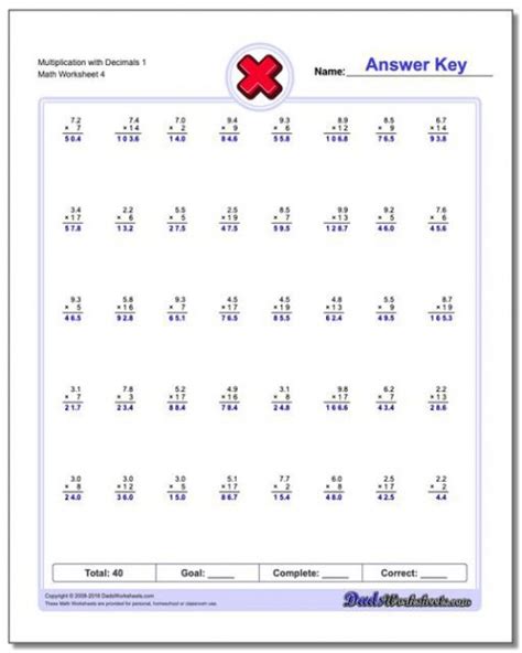 Like multiple digit multiplication, but with an irritating little dot bouncing around to keep you on your toes. Math Worksheets For 4th Grade Decimals
