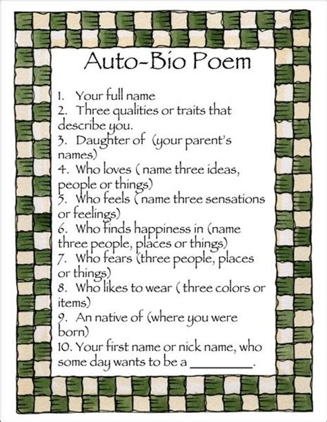 A Bio Poem A Good Way To Start Writing About Yourself Shareamemory