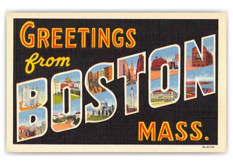 Boston Massachusetts Greetings From Vintage Grußkarten 🗺 📷 🎠