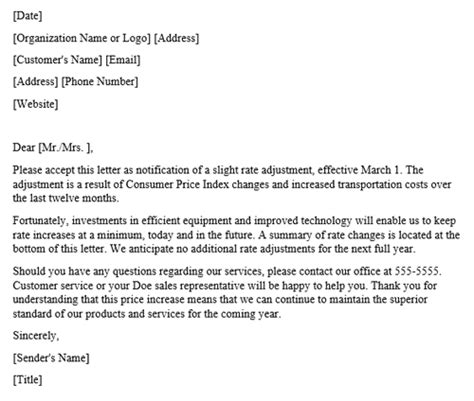 In doing this, you can make sure that you will still receive all of the mail. Price (Rate) Increase Letter: Format and Sample Letters