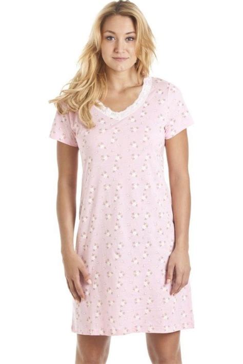 Pink And White Floral Print Nightdress
