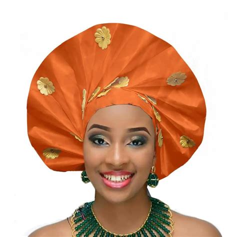 New African Auto Gele Headtie Nigerian Head Wrap Wedding Headwear Sego Headband African Headtie