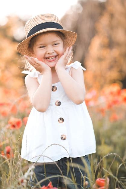 Premium Photo Cute Funny Baby Girl 2 3 Year Old Wear Straw Hat And