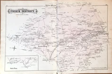 Baltimore County Atlas Map Original 1877 Hand Colored Fourth District