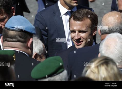 French President Emmanuel Macron During A Ceremony Commemorating The